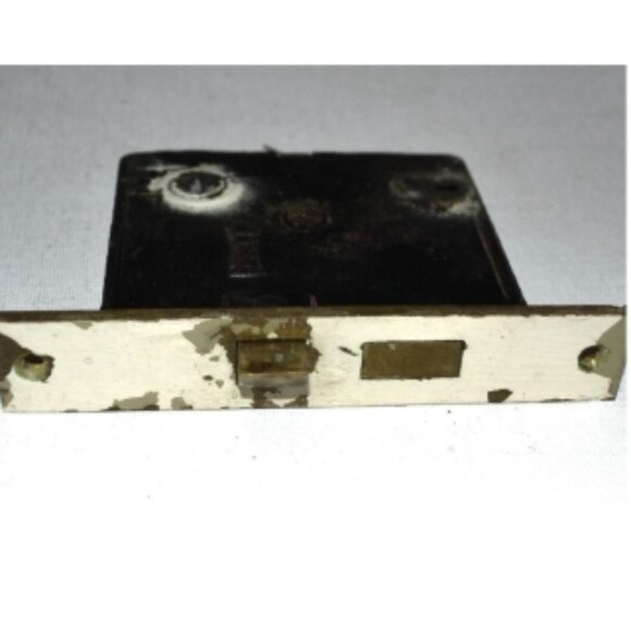 Antique Russwin Door Latch Assembly Brass Plates Architectual Salvage - Picture 3 of 4